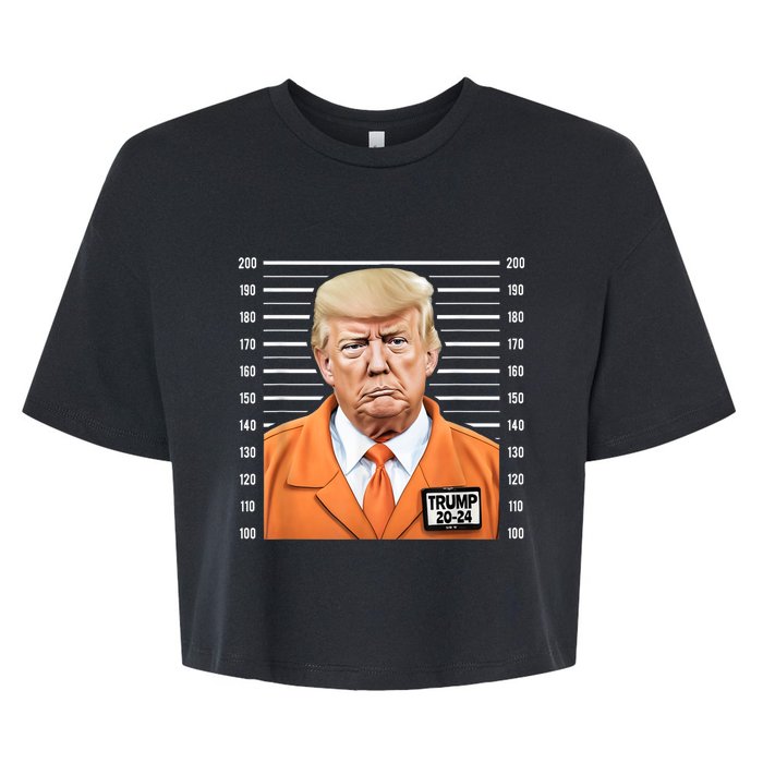 Funny Trump 2024 Prisoner Mugshot Bella+Canvas Jersey Crop Tee