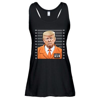 Funny Trump 2024 Prisoner Mugshot Ladies Essential Flowy Tank