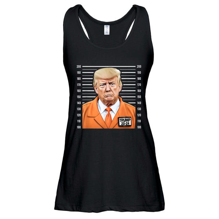 Funny Trump 2024 Prisoner Mugshot Ladies Essential Flowy Tank