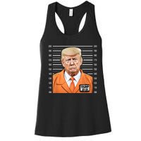 Funny Trump 2024 Prisoner Mugshot Women's Racerback Tank