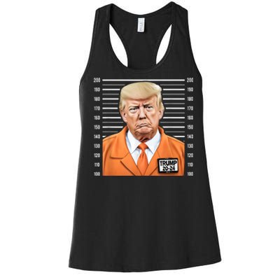 Funny Trump 2024 Prisoner Mugshot Women's Racerback Tank