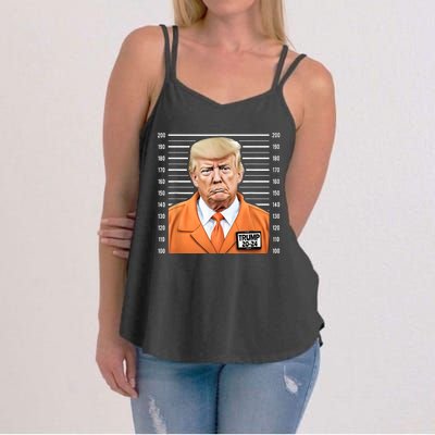 Funny Trump 2024 Prisoner Mugshot Women's Strappy Tank