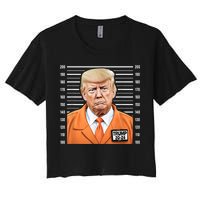 Funny Trump 2024 Prisoner Mugshot Women's Crop Top Tee