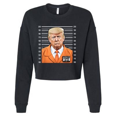 Funny Trump 2024 Prisoner Mugshot Cropped Pullover Crew