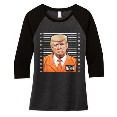 Funny Trump 2024 Prisoner Mugshot Women's Tri-Blend 3/4-Sleeve Raglan Shirt