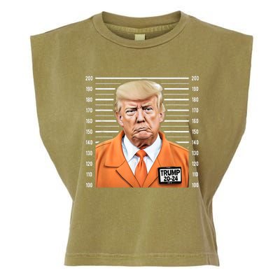 Funny Trump 2024 Prisoner Mugshot Garment-Dyed Women's Muscle Tee