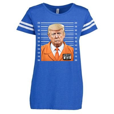 Funny Trump 2024 Prisoner Mugshot Enza Ladies Jersey Football T-Shirt