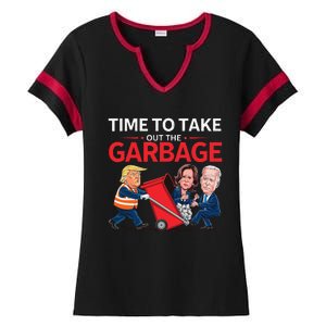 Funny Trump 2025 Time To Take Out Garbage Harris Biden Ladies Halftime Notch Neck Tee