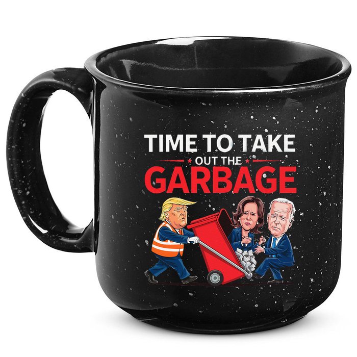 Funny Trump 2025 Time To Take Out Garbage Harris Biden 15oz Campfire Ceramic Mug