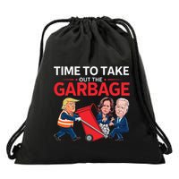 Funny Trump 2025 Time To Take Out Garbage Harris Biden Drawstring Bag
