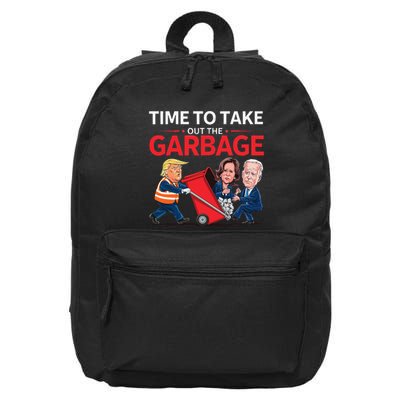 Funny Trump 2025 Time To Take Out Garbage Harris Biden 16 in Basic Backpack