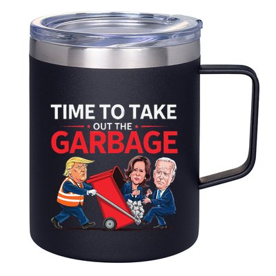 Funny Trump 2025 Time To Take Out Garbage Harris Biden 12oz Stainless Steel Coffee Mug