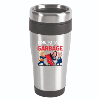Funny Trump 2025 Time To Take Out Garbage Harris Biden 16oz Travel Tumbler