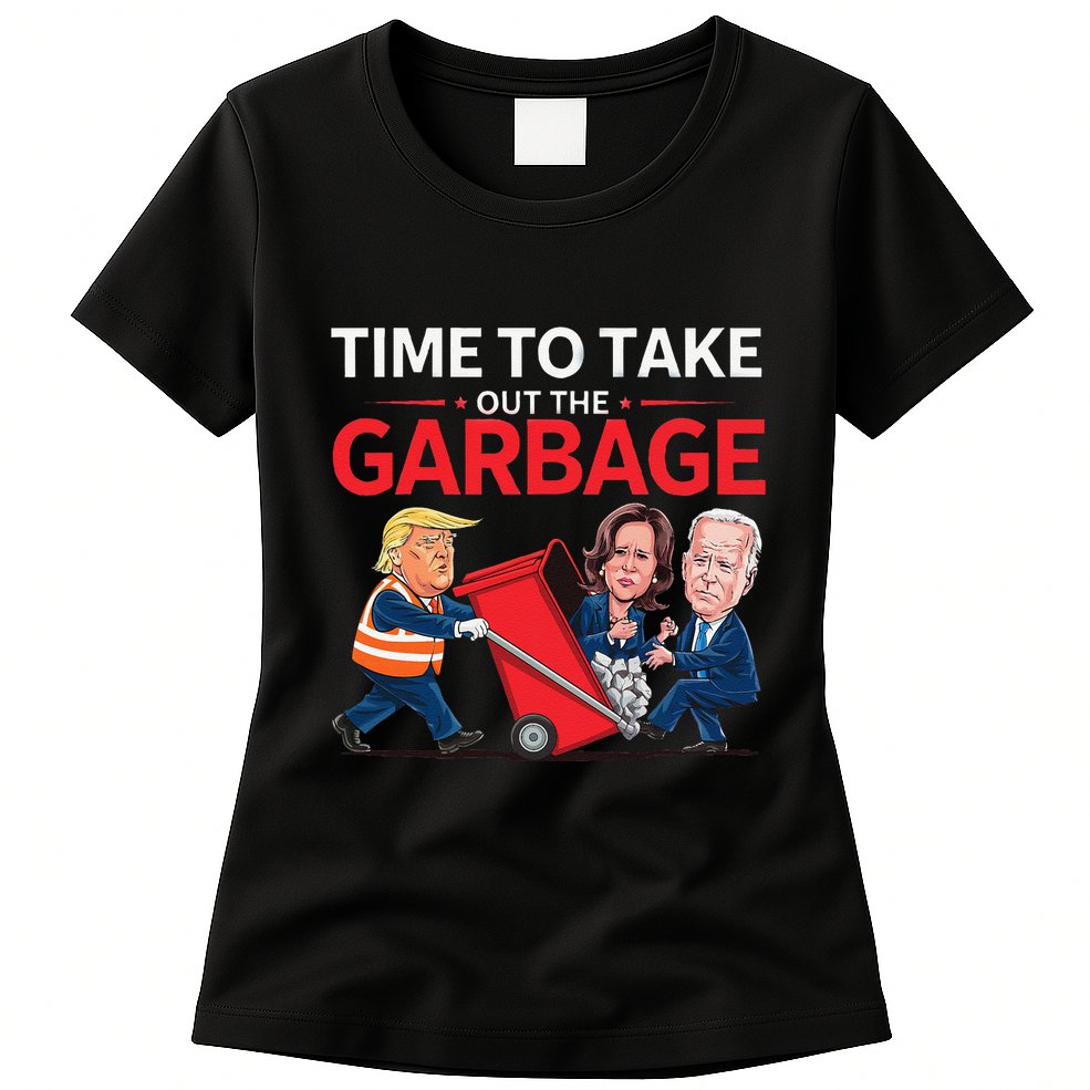 Funny Trump 2025 Time To Take Out Garbage Harris Biden Womens T-Shirt