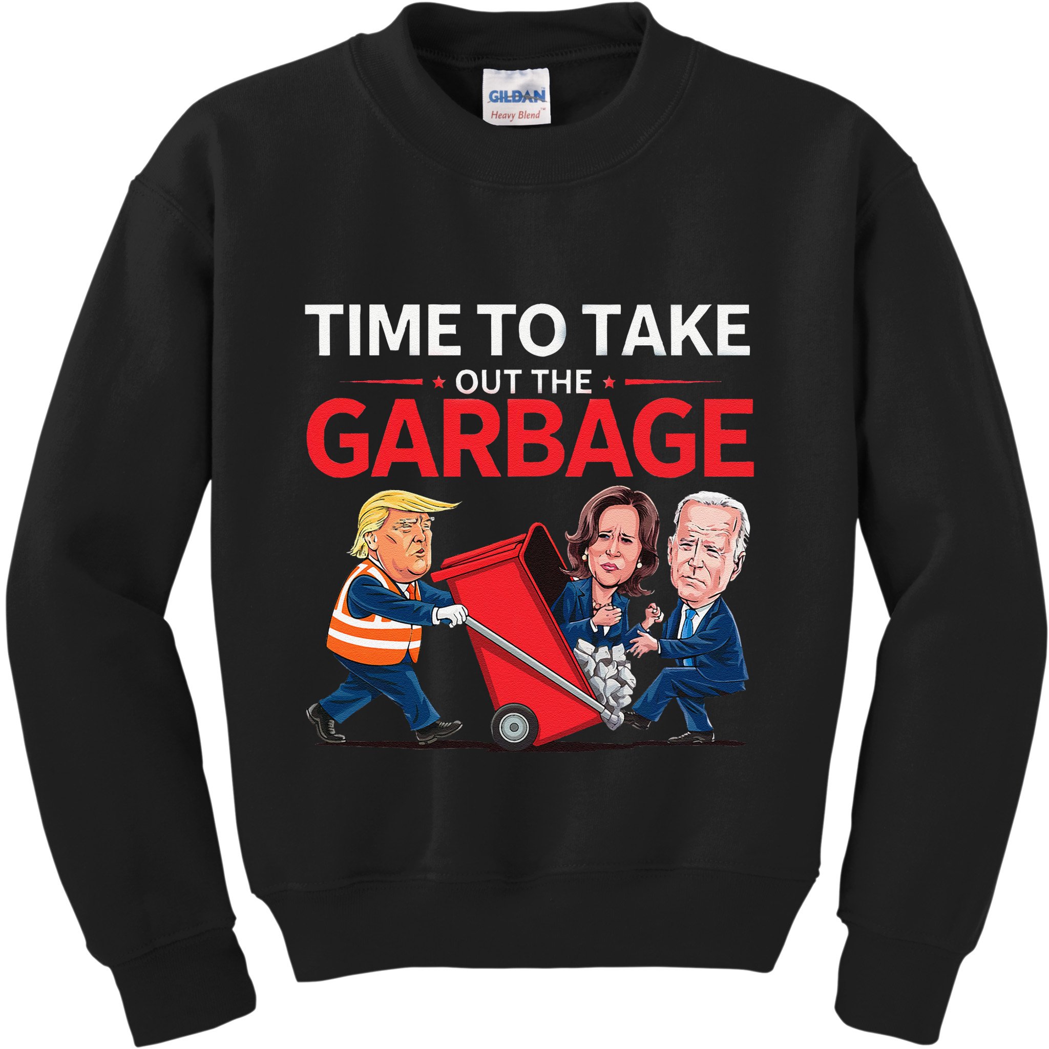Funny Trump 2025 Time To Take Out Garbage Harris Biden Kids Sweatshirt