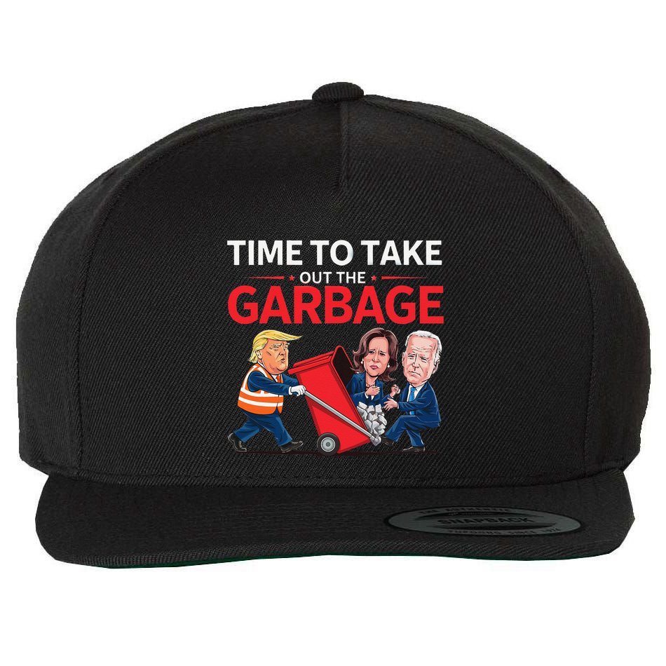 Funny Trump 2025 Time To Take Out Garbage Harris Biden Wool Snapback Cap