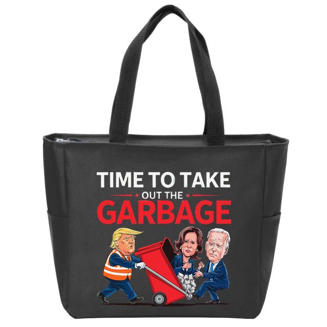 Funny Trump 2025 Time To Take Out Garbage Harris Biden Zip Tote Bag