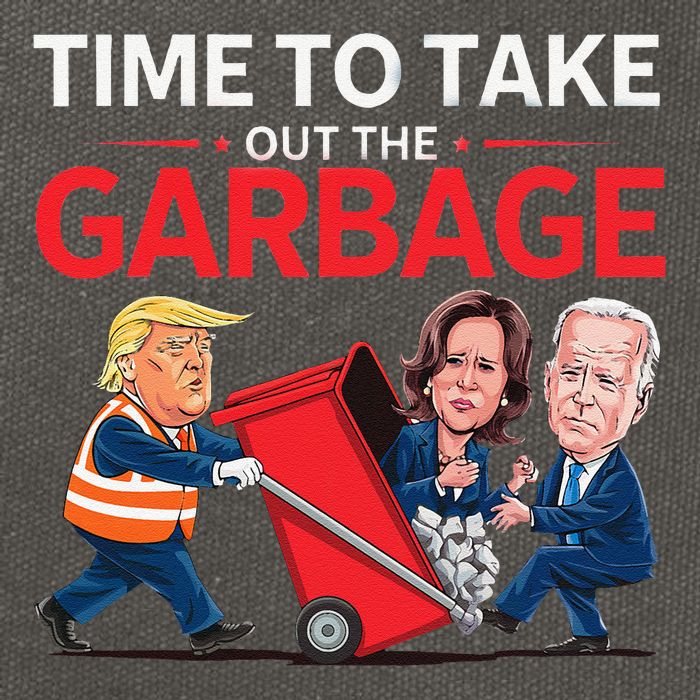Funny Trump 2025 Time To Take Out Garbage Harris Biden Cotton Canvas Backpack