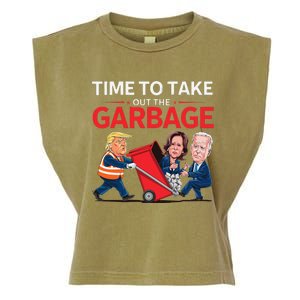 Funny Trump 2025 Time To Take Out Garbage Harris Biden Garment-Dyed Women's Muscle Tee