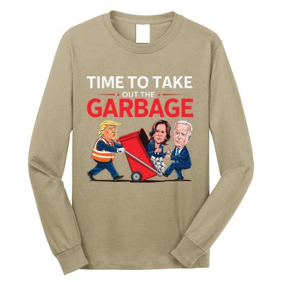 Funny Trump 2025 Time To Take Out Garbage Harris Biden Long Sleeve Shirt