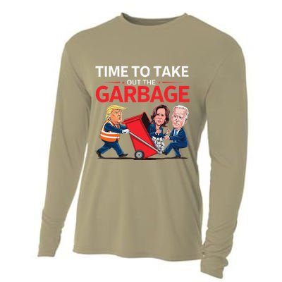 Funny Trump 2025 Time To Take Out Garbage Harris Biden Cooling Performance Long Sleeve Crew