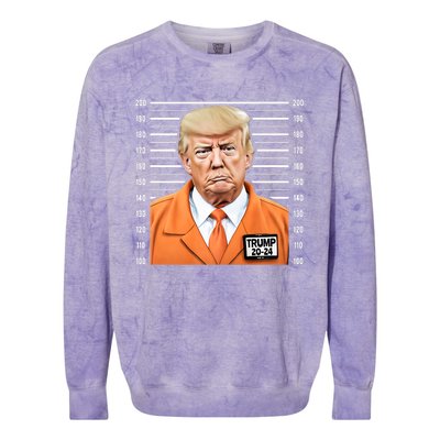 Funny Trump 2024 Prisoner Fake Mugshot Colorblast Crewneck Sweatshirt