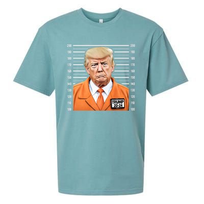 Funny Trump 2024 Prisoner Fake Mugshot Sueded Cloud Jersey T-Shirt