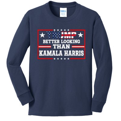 Funny Trump 2024 IM Better Looking Than Kamala Harris Kids Long Sleeve Shirt