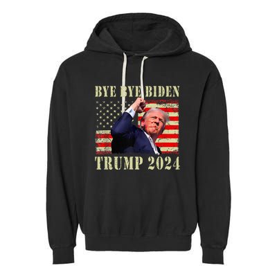 Funny Trump 2024 Bye Bye Biden Dropped Out Election 2024 Garment-Dyed Fleece Hoodie