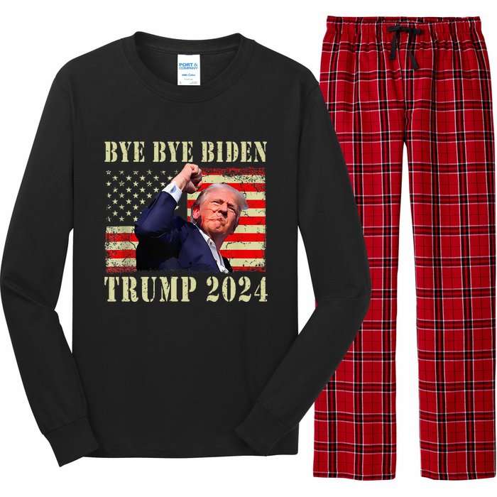 Funny Trump 2024 Bye Bye Biden Dropped Out Election 2024 Long Sleeve Pajama Set