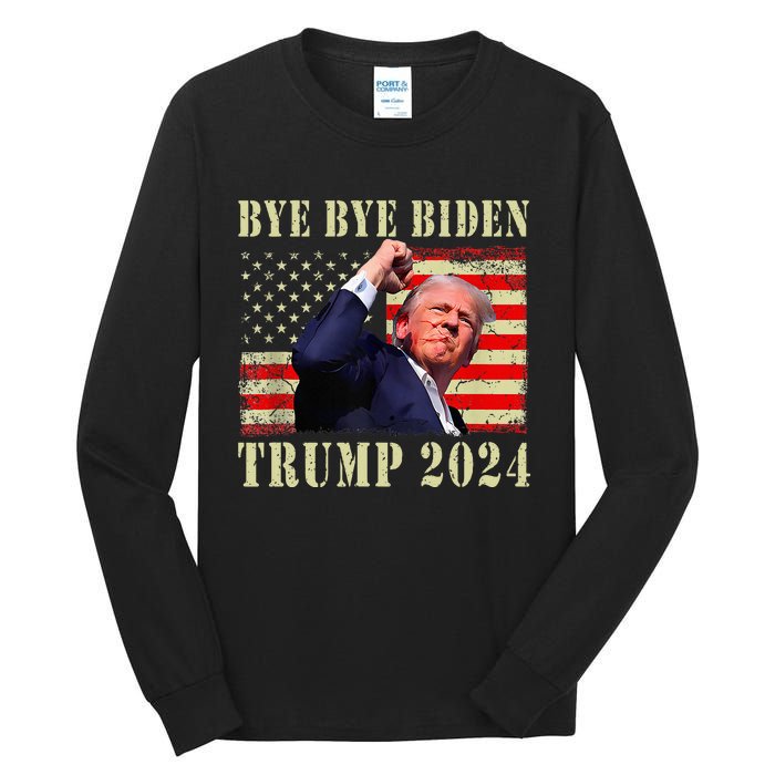 Funny Trump 2024 Bye Bye Biden Dropped Out Election 2024 Tall Long Sleeve T-Shirt