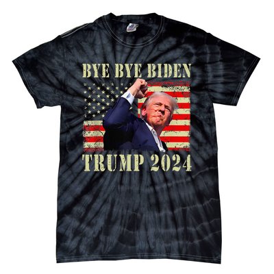 Funny Trump 2024 Bye Bye Biden Dropped Out Election 2024 Tie-Dye T-Shirt