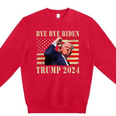 Funny Trump 2024 Bye Bye Biden Dropped Out Election 2024 Premium Crewneck Sweatshirt