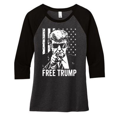 Free Trump 2024 Women's Tri-Blend 3/4-Sleeve Raglan Shirt