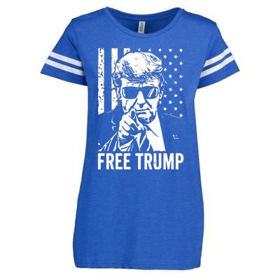 Free Trump 2024 Enza Ladies Jersey Football T-Shirt