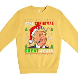 Funny Trump 2024 Make Christmas Great Again Ugly Premium Crewneck Sweatshirt