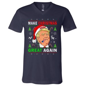 Funny Trump 2024 Make Christmas Great Again Ugly V-Neck T-Shirt