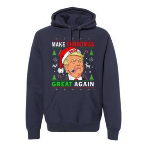 Funny Trump 2024 Make Christmas Great Again Ugly Premium Hoodie