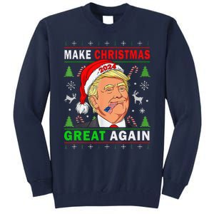 Funny Trump 2024 Make Christmas Great Again Ugly Tall Sweatshirt