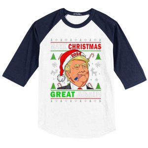 Funny Trump 2024 Make Christmas Great Again Ugly Baseball Sleeve Shirt