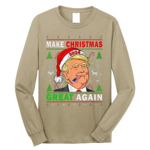 Funny Trump 2024 Make Christmas Great Again Ugly Long Sleeve Shirt