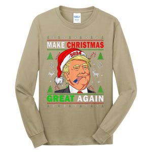 Funny Trump 2024 Make Christmas Great Again Ugly Tall Long Sleeve T-Shirt