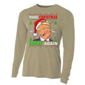 Funny Trump 2024 Make Christmas Great Again Ugly Cooling Performance Long Sleeve Crew