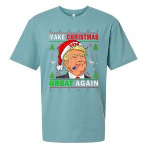 Funny Trump 2024 Make Christmas Great Again Ugly Sueded Cloud Jersey T-Shirt