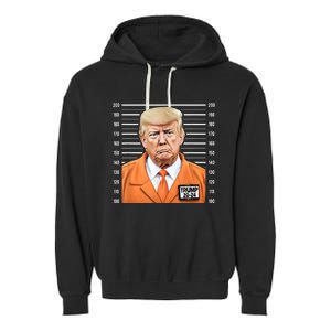 Funny Trump 2024 Prisoner Mugshot Garment-Dyed Fleece Hoodie