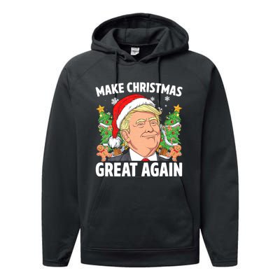 Funny Trump 2024 Make Christmas Great Again Performance Fleece Hoodie