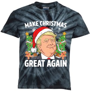 Funny Trump 2024 Make Christmas Great Again Kids Tie-Dye T-Shirt