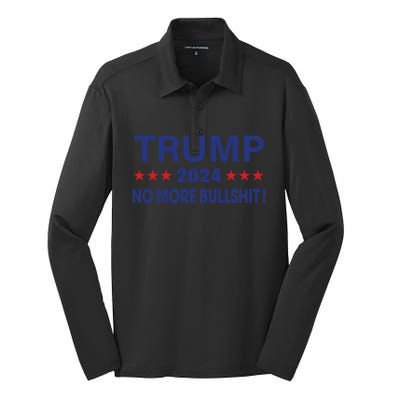 Funny Trump 2024 No More Bullshit American Election Gift Silk Touch Performance Long Sleeve Polo