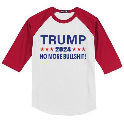 Funny Trump 2024 No More Bullshit American Election Gift Kids Colorblock Raglan Jersey