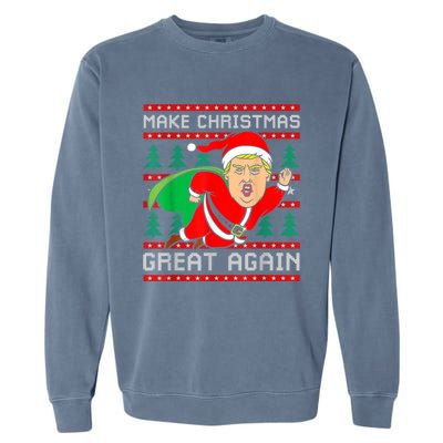 Funny Trump 2024 Make Christmas Great Again Ugly Sweater Cute Gift Garment-Dyed Sweatshirt